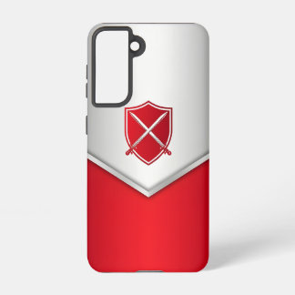 Silver and Red Shield with Crossed Swords Samsung Galaxy Case