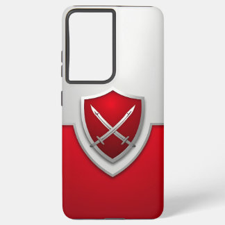 Silver and Red Shield with Crossed Swords Samsung Galaxy Case