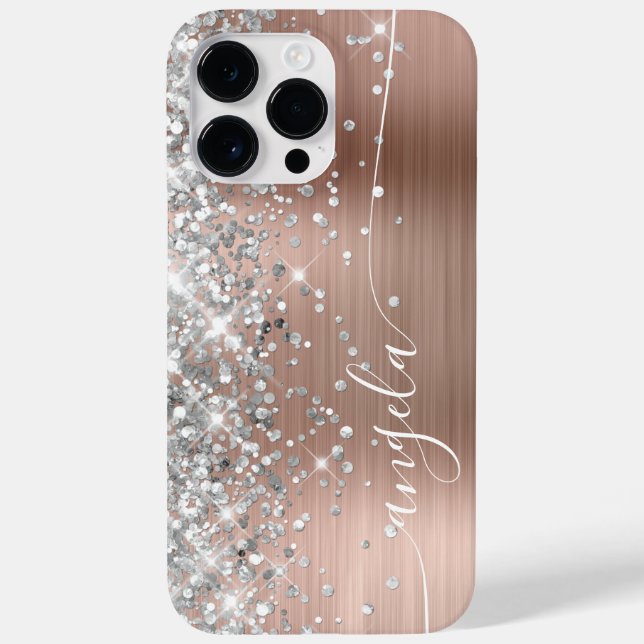 Silver and Rose Gold Glittery Glam Signature Case-Mate iPhone Case (Back)