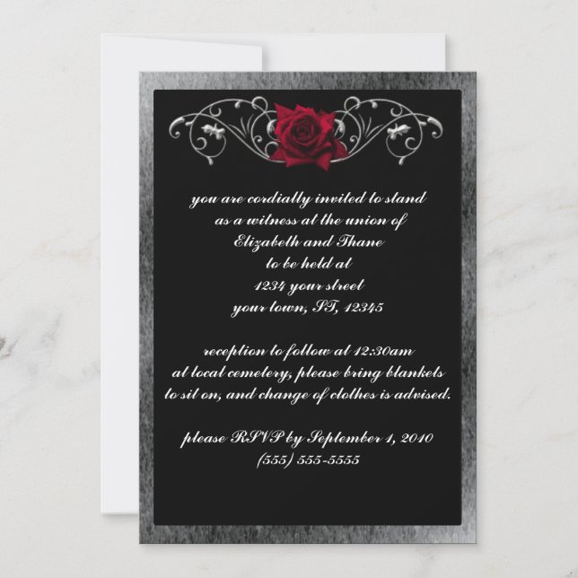 Silver and Roses Gothic Invitation (Front)