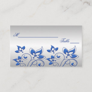 Silver and Royal Blue Floral Placecards