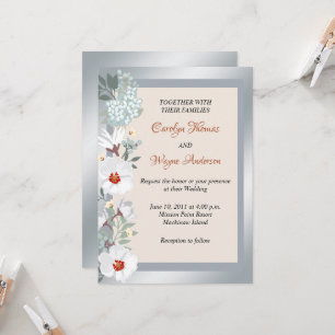 Silver and Rust Floral Wedding Invitation