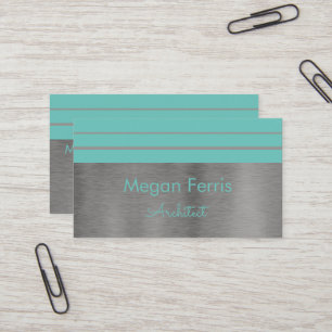 Silver and  Seafoam Green Minimalist Business Card
