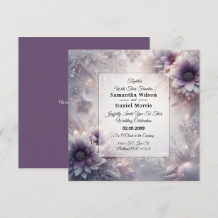 Silver and Soft Amethyst Winter Blooms Wedding Invitation