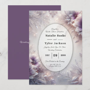 Silver and Soft Amethyst Winter Blooms Wedding Invitation