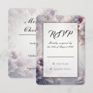 Silver and Soft Amethyst Winter Blooms Wedding RSVP Card