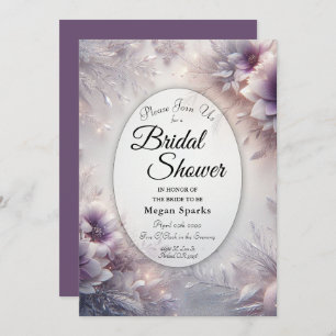 Silver and Soft Amethyst Winter Bridal Shower Invitation