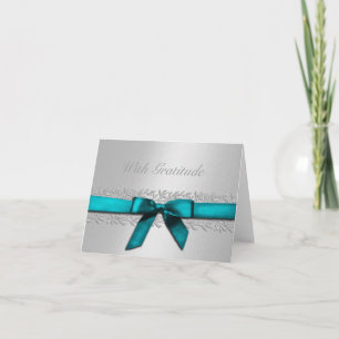 Silver and Teal w/ Silver Vine Border Thank You