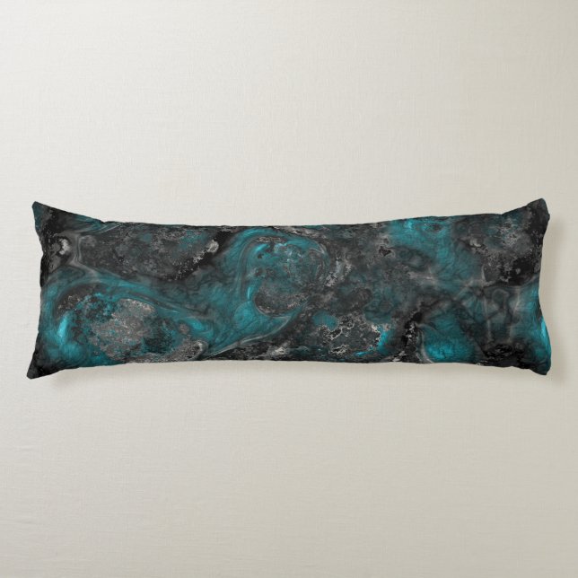 Silver and Turquoise Stone Abstract Body Pillow (Front)