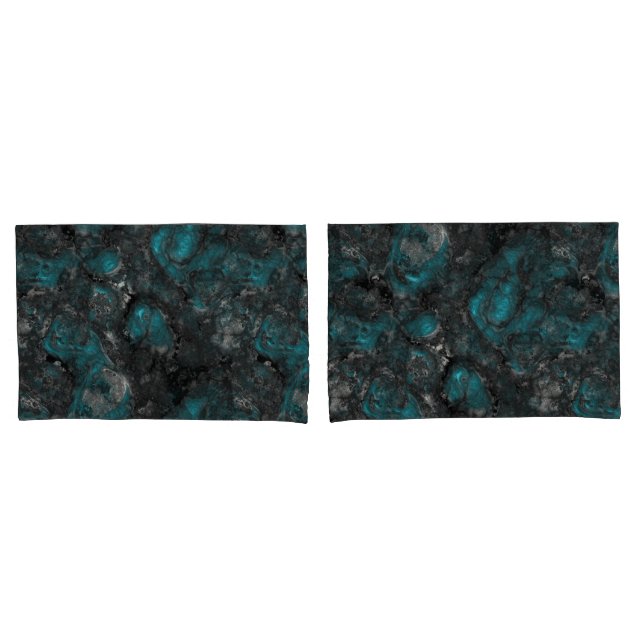 Silver and Turquoise Stone Abstract Pillowcase (Front-Set)