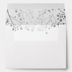 Silver and White baby's breath wedding Envelopes