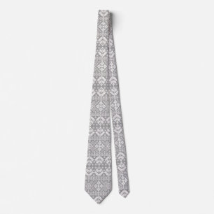 Silver and White Christmas Fair Isle Pattern Tie