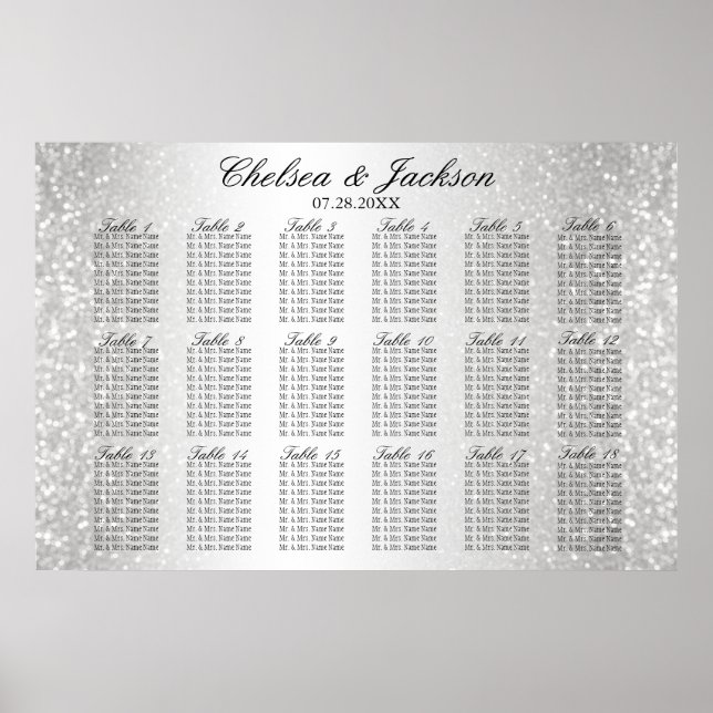Silver and White Confetti - 18 Seating Chart (Front)