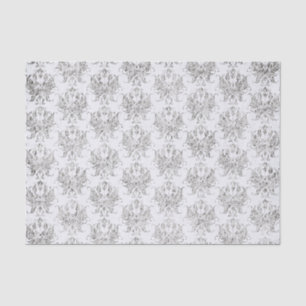 Silver And White Damask Tissue Paper