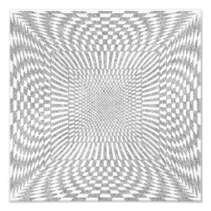Silver and White Distorted Chequered Pattern Photo Print
