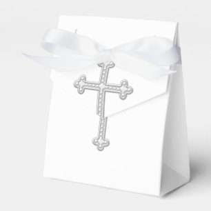 Silver and White First Communion Christening Favor Box