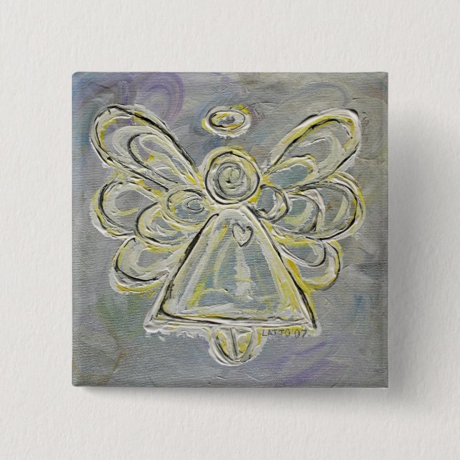 Silver and White Light Angel Buttons or Pins (Front)