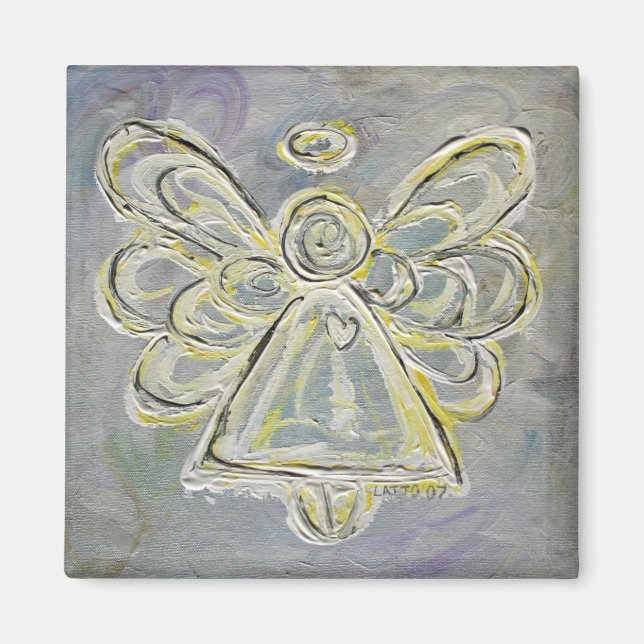 Silver and White Light Angel Magnet (Front)