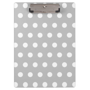 Silver and White Polka Dots Clipboard