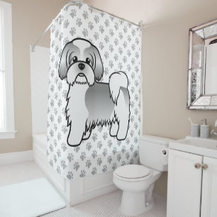 Silver And White Shih Tzu Cute Cartoon Dog