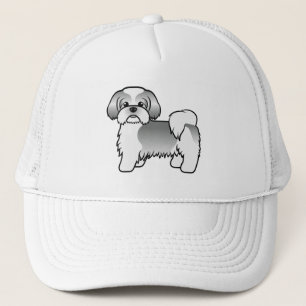 Silver And White Shih Tzu Cute Cartoon Dog Trucker Hat