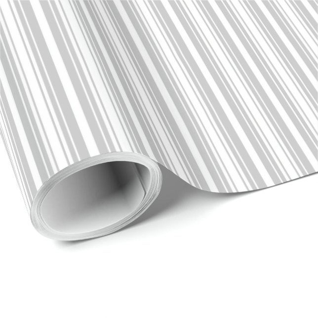 Silver and White Stripes Wrapping Paper (Roll Corner)