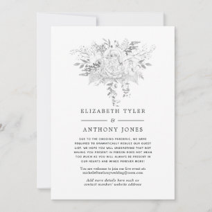 Silver and White Vintage Roses Reduced Guest List Announcement