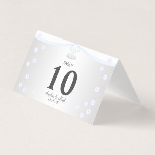 Silver and White Wedding Fold Table Card