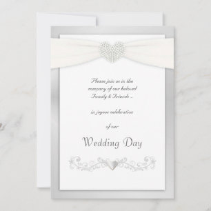 Silver and White Wedding Invitations
