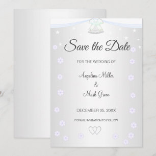 Silver and White Wedding Save the Date Invitation