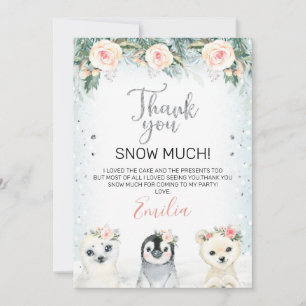 Silver and Winter Animals Birthday Thank You Card
