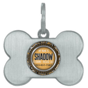 Silver and Yellow Personalize Pet ID Tag
