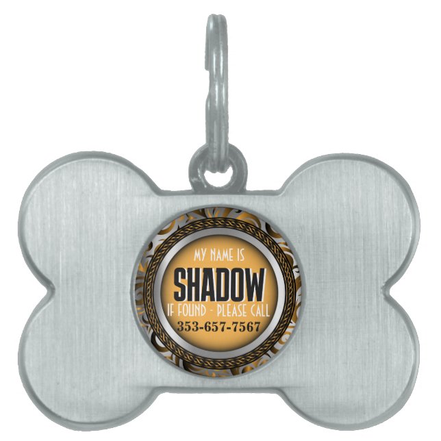 Silver and Yellow | Personalize Pet ID Tag (Front)