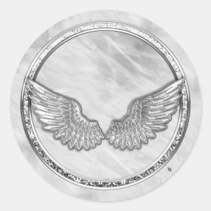 Silver Angel Wings Classic Round  Classic Round Sticker