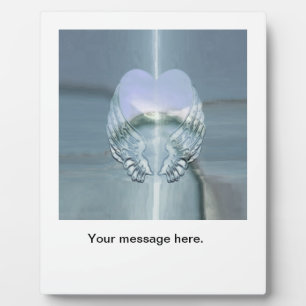 Silver Angel Wings Wrapped Around a Heart Plaque