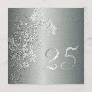 Silver Anniversary  25 Years Damask Flair Invitation