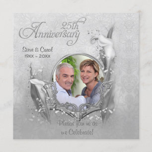 Silver  Anniversary Calla Photo Invitation