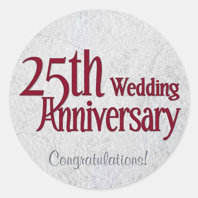 Silver Anniversary Classic Round Sticker (Front)