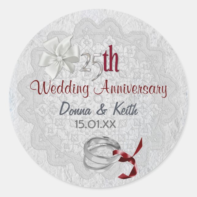 Silver Anniversary Classic Round Sticker (Front)