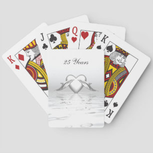 Silver Anniversary Dolphins and Heart Playing Cards