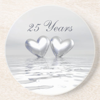 Silver Anniversary Hearts Coaster