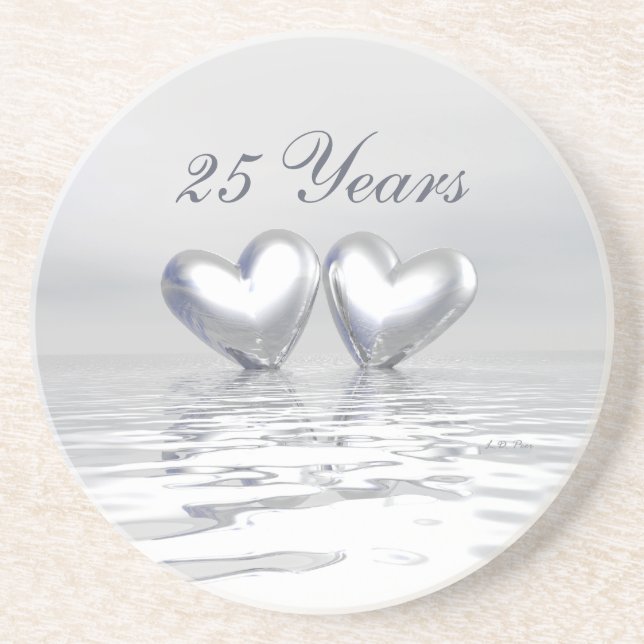 Silver Anniversary Hearts Coaster (Front)