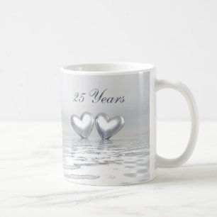 Silver Anniversary Hearts Coffee Mug