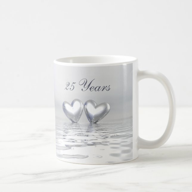 Silver Anniversary Hearts Coffee Mug (Right)