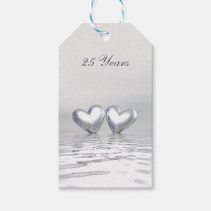 Silver Anniversary Hearts Gift Tags