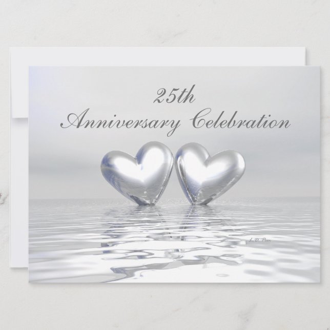 Silver Anniversary Hearts Invitation (Front)