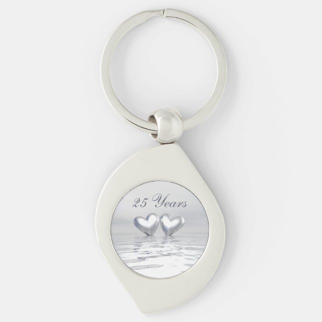 Silver Anniversary Hearts Keychain (Front)