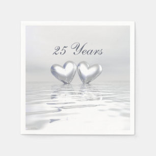 Silver Anniversary Hearts Napkin