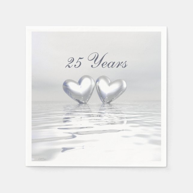 Silver Anniversary Hearts Napkin (Front)