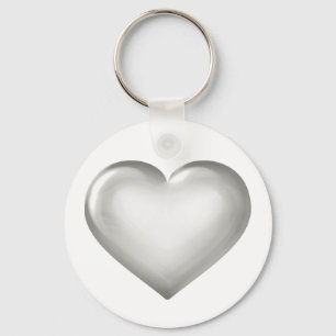 Silver Anniversary - Silver Glass Heart Keychain